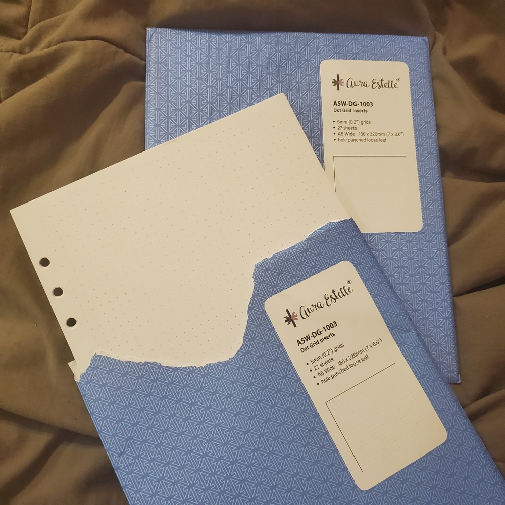 2 pack Aura Estelle A5 wide dot grid filler paper. Two sided. New, one pack open